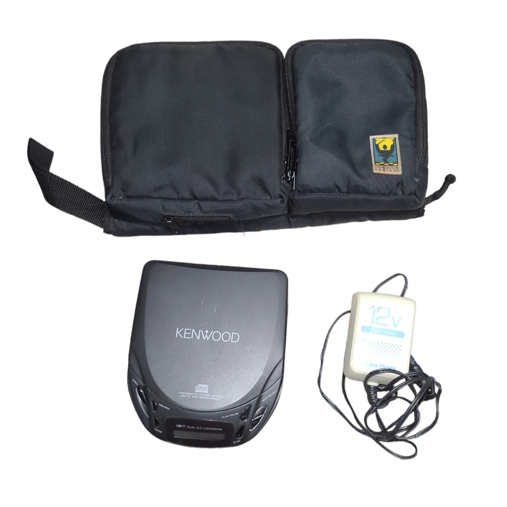 VINTAGE KENWOOD CD PLAYER BUNDLE DPC-451 BLACK 1995 CORD HOLDER CD CASE 1995